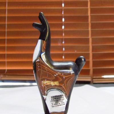 LLama Art Glass Figurine with Sterling Silver Overlay (G)