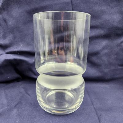 HEAVY GLASS FROSTED STRIPE CANNISTER / VASE