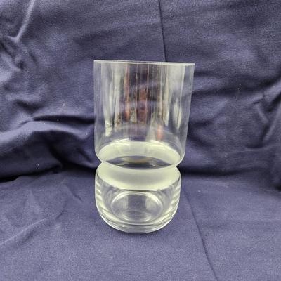 HEAVY GLASS FROSTED STRIPE CANNISTER / VASE