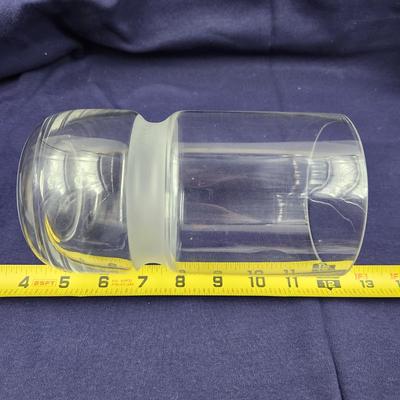 HEAVY GLASS FROSTED STRIPE CANNISTER / VASE