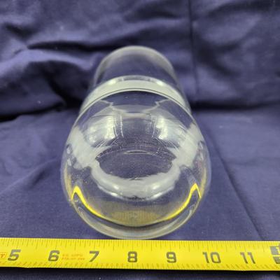 HEAVY GLASS FROSTED STRIPE CANNISTER / VASE