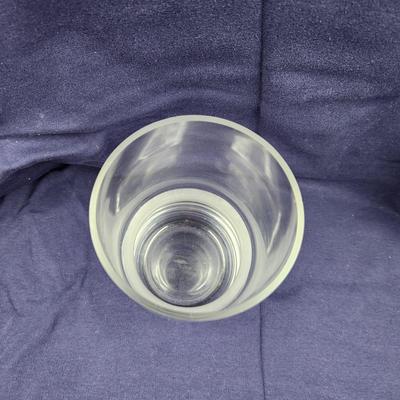 HEAVY GLASS FROSTED STRIPE CANNISTER / VASE