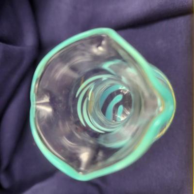 LIGHT WEIGHT HAND BLOWN SWIRL PATTERN GLASS VASE