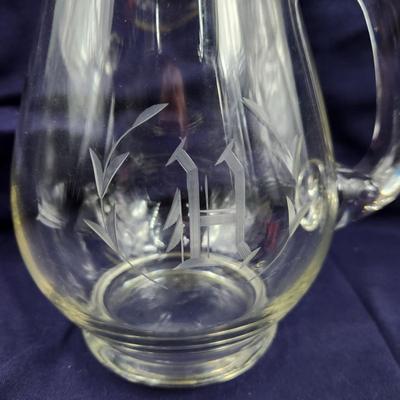 PRINCESSES HOUSE HERITAGE HAND BLOWN ETCHED CRYSTAL PITCHER #459