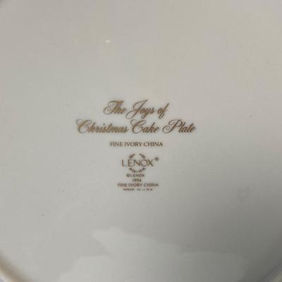 LOT264C: Lenox - The Joys of Christmas Cake Plate & 1988 Chickadee Plate