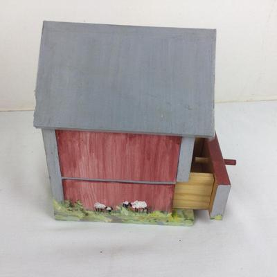 816 Hand Painted Bird House & Folk Art Dogs