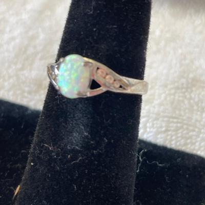 Opal & CZ Sterling Ring