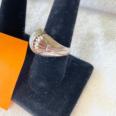 White Abalone & Sterling Ring