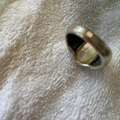 White Abalone & Sterling Ring