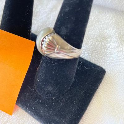 White Abalone & Sterling Ring