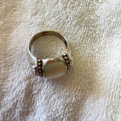 White Abalone & Sterling Ring