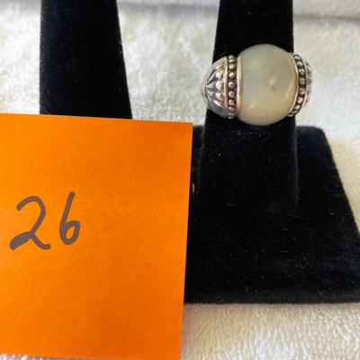 White Abalone & Sterling Ring