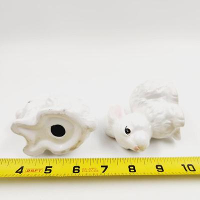 LITTLE VINTAGE WHITE CERAMIC RABBITS