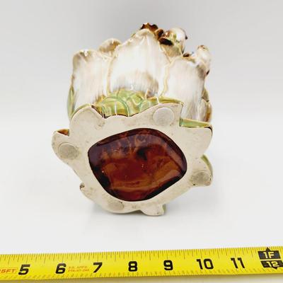 MAJOLICA BIRD CABBAGE LEAF COLLECTABLE BASKET