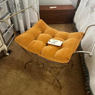 Vintage Mid Century Brass Vanity stool with cushion