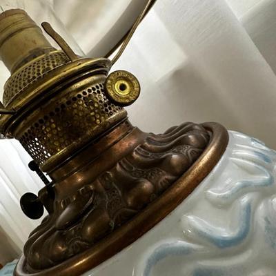 Antique Converted Rochester Hand Painted Kerosene Lamp