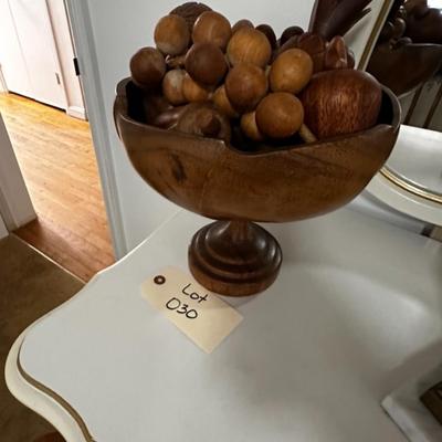 Vintage Wood Fruit in Footed Bowl