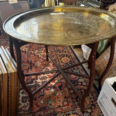 Vintage Mid Century Brass Tray table with stand