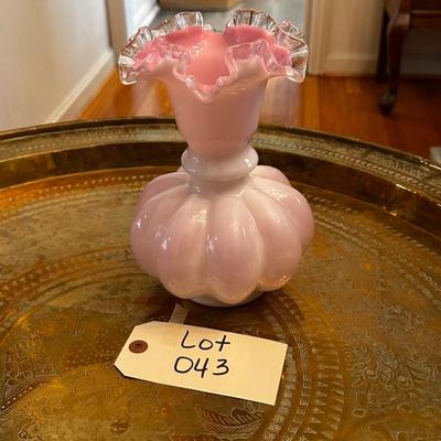 Fenton Double ruffle pink crest fluted vase - Large