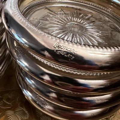 Lot of 8 Leonard silver Plated coasters