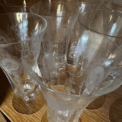 Vintage Fostoria Water glasses etched