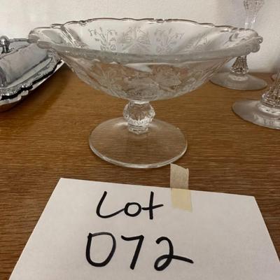 Fostoria etched glass short compote