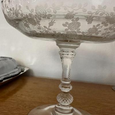 Fostoria etched glass Tall Compote