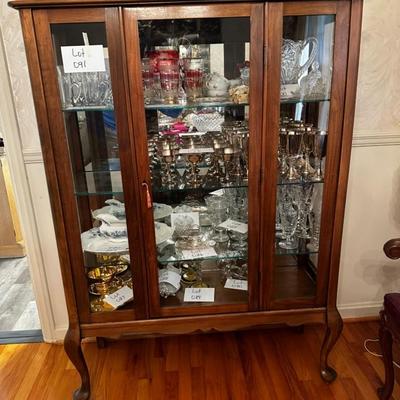 Antique William and Mary Style Curio China Cabinet