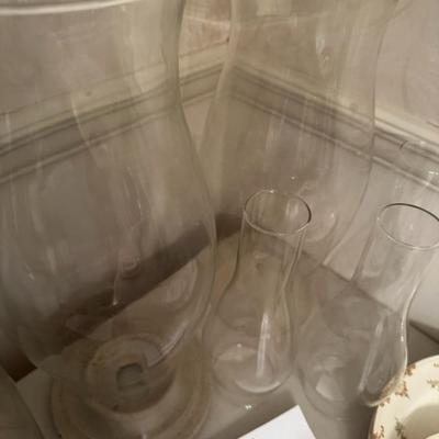 Lot of Glass lamp Chimneys and Cases