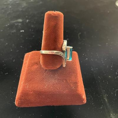 TEAL STONE RING SET IN STERLING SILVER