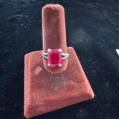 RUBY RED STONE SET IN STERLING SILVER