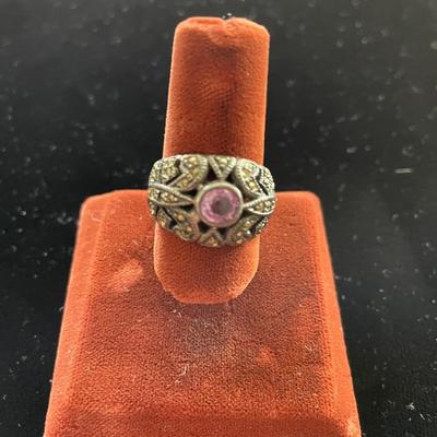 PINK STONE SET IN STERLING SILVER
