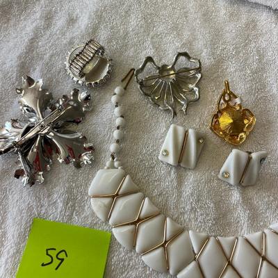 White Glass set & other jewelry