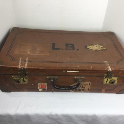 829 Antique Suitcase with Travel Stickers