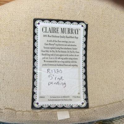 831 Like New Claire Murray 5' Round Hand Hooked Crab Theme Rug