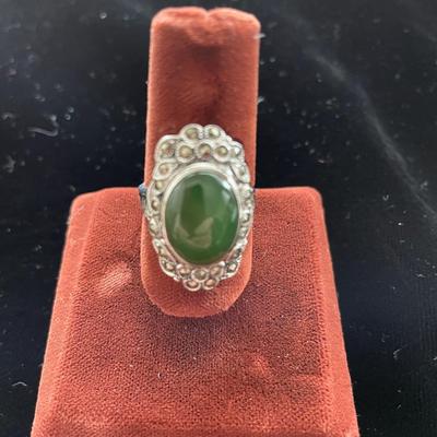 STERLING SILVER WITH JADE LIKE STONE RING
