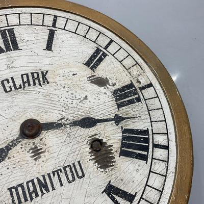 -16- ADVERTISEMENT | Wooden Pocket Watch Sign | L. Clark Manitou