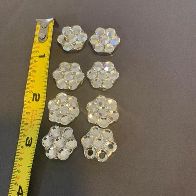 Vintage Rhinestone Clip On Button Covers