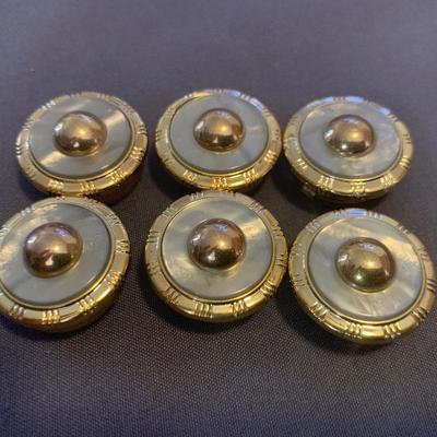 6 Round Gold Tone Button Covers