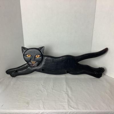 774 Folk Art Wooden Black Cat Coat Hook with Boxes