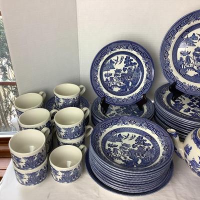 775 Large Set of Blue Willow China