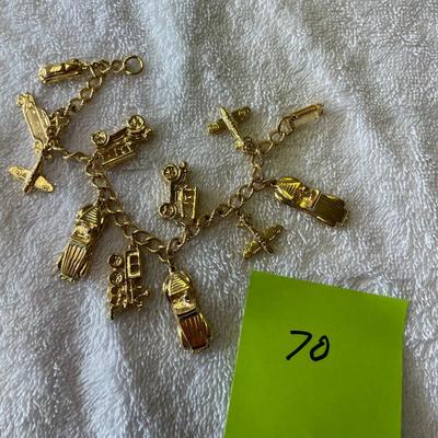 Gold Plated Auto & Airplane Charm bracelet