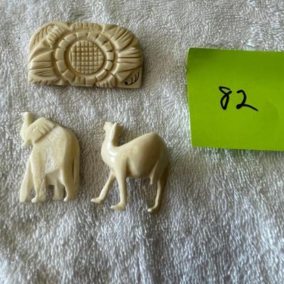 Ivory pendants & brooch