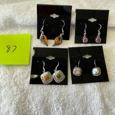 4 Sets of earrings on Sterling