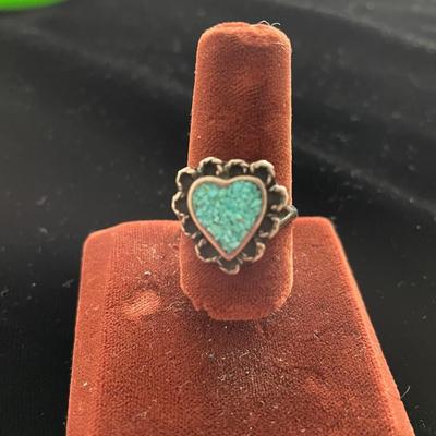 STERLING/TURQUOISE HEART SHAPED RING