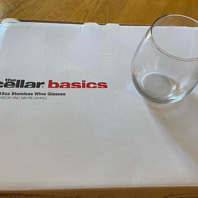 12 stemless wine glasses and more