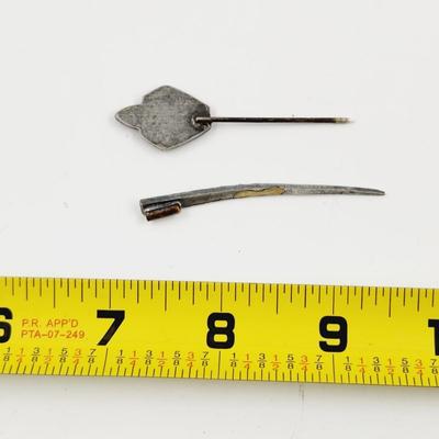 ANTIQUE SILVER TONED DOUBLE HAT / PIN