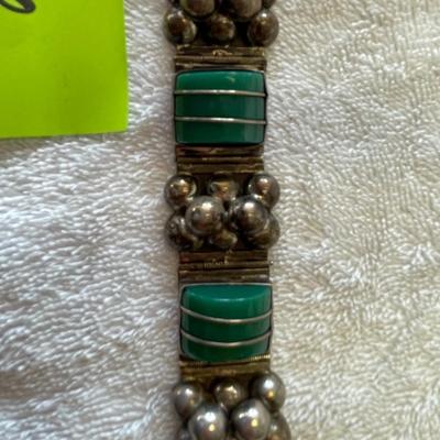 Taxco Chrysophase Bead Ball Bracelet