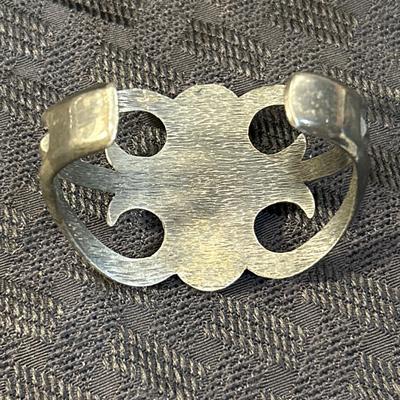 Vintage Turquoise and Silver Navajo Sand Casted Cuff