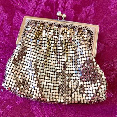 LOT 34  VINTAGE WHITING & DAVIS GOLD METAL MESH PURSES